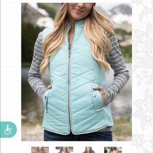 Slim fit puffer vest in mint